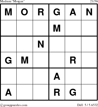 The grouppuzzles.com Medium Morgan puzzle for 