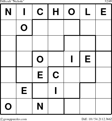 The grouppuzzles.com Difficult Nichole puzzle for 