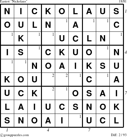 The grouppuzzles.com Easiest Nickolaus puzzle for  with all 2 steps marked