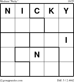The grouppuzzles.com Medium Nicky puzzle for 