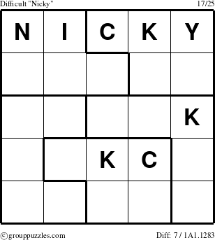 The grouppuzzles.com Difficult Nicky puzzle for 