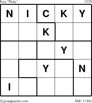 The grouppuzzles.com Easy Nicky puzzle for 
