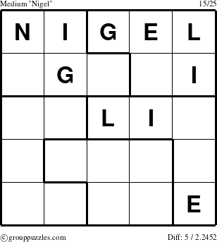 The grouppuzzles.com Medium Nigel puzzle for 