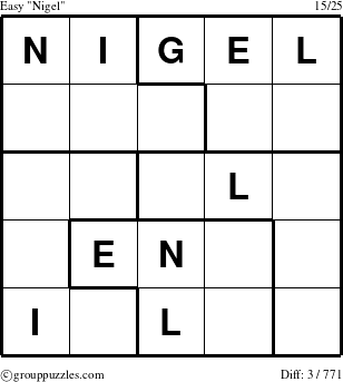 The grouppuzzles.com Easy Nigel puzzle for 