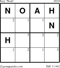 The grouppuzzles.com Easy Noah puzzle for  with the first 3 steps marked