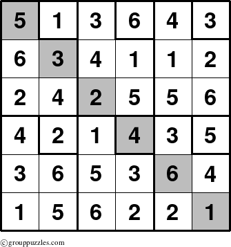 The grouppuzzles.com Answer grid for the Nonlatin-6up-UR-D puzzle for 