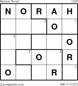 The grouppuzzles.com Medium Norah puzzle for  with the first 3 steps marked