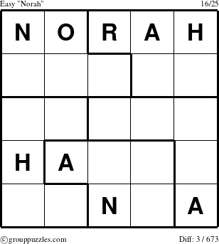 The grouppuzzles.com Easy Norah puzzle for 