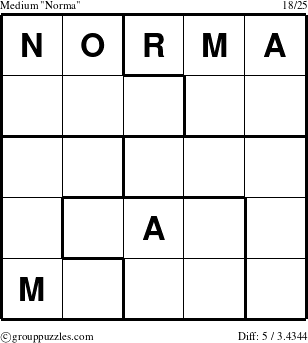 The grouppuzzles.com Medium Norma puzzle for 