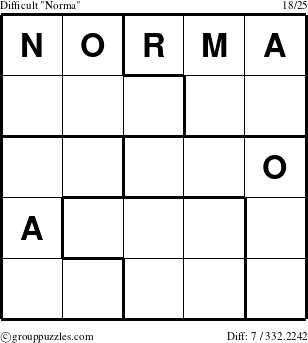 The grouppuzzles.com Difficult Norma puzzle for 