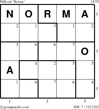 The grouppuzzles.com Difficult Norma puzzle for  with all 7 steps marked