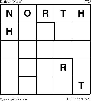 The grouppuzzles.com Difficult North puzzle for 