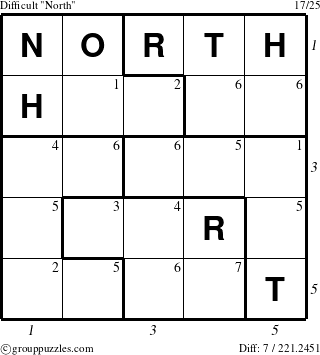 The grouppuzzles.com Difficult North puzzle for  with all 7 steps marked