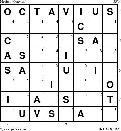 The grouppuzzles.com Medium Octavius puzzle for  with all 6 steps marked