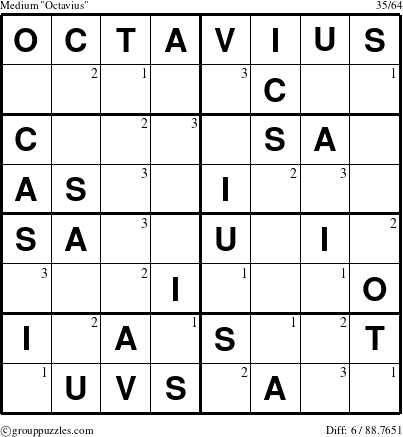 The grouppuzzles.com Medium Octavius puzzle for  with the first 3 steps marked
