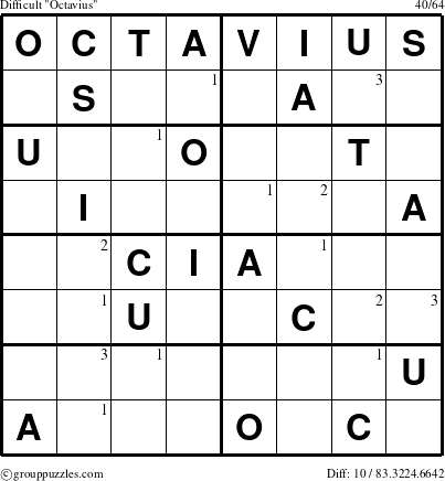 The grouppuzzles.com Difficult Octavius puzzle for  with the first 3 steps marked