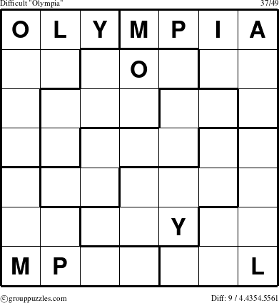The grouppuzzles.com Difficult Olympia puzzle for 