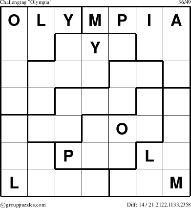 The grouppuzzles.com Challenging Olympia puzzle for 