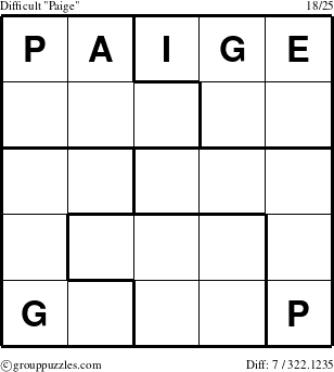 The grouppuzzles.com Difficult Paige puzzle for 
