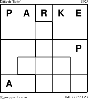The grouppuzzles.com Difficult Parke puzzle for 