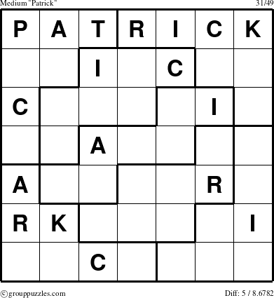 The grouppuzzles.com Medium Patrick puzzle for 