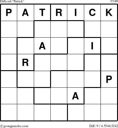 The grouppuzzles.com Difficult Patrick puzzle for 