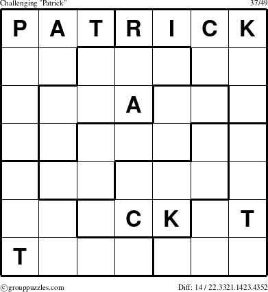 The grouppuzzles.com Challenging Patrick puzzle for 