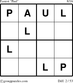 The grouppuzzles.com Easiest Paul puzzle for 