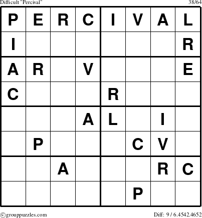 The grouppuzzles.com Difficult Percival puzzle for 