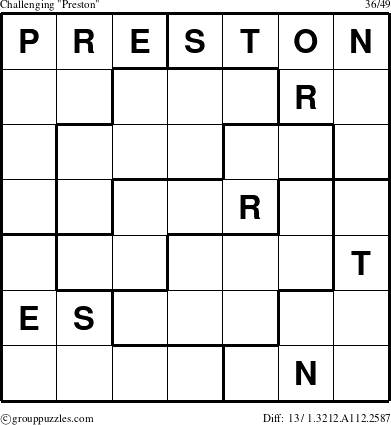 The grouppuzzles.com Challenging Preston puzzle for 