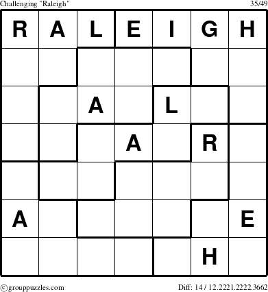 The grouppuzzles.com Challenging Raleigh puzzle for 