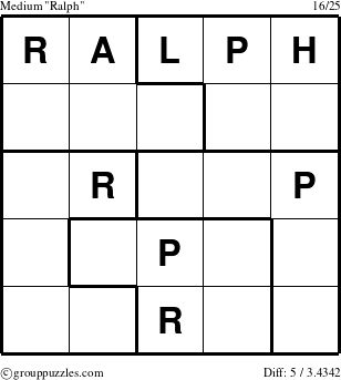 The grouppuzzles.com Medium Ralph puzzle for 