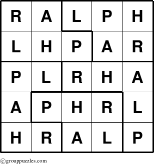The grouppuzzles.com Answer grid for the Ralph puzzle for 