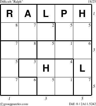 The grouppuzzles.com Difficult Ralph puzzle for  with all 8 steps marked
