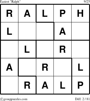 The grouppuzzles.com Easiest Ralph puzzle for 