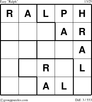 The grouppuzzles.com Easy Ralph puzzle for 