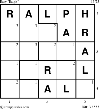 The grouppuzzles.com Easy Ralph puzzle for  with all 3 steps marked