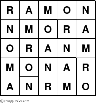 The grouppuzzles.com Answer grid for the Ramon puzzle for 