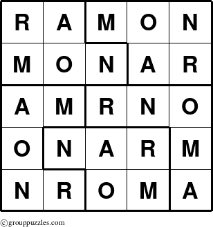 The grouppuzzles.com Answer grid for the Ramon puzzle for 