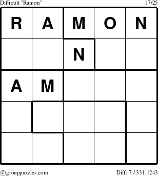 The grouppuzzles.com Difficult Ramon puzzle for 