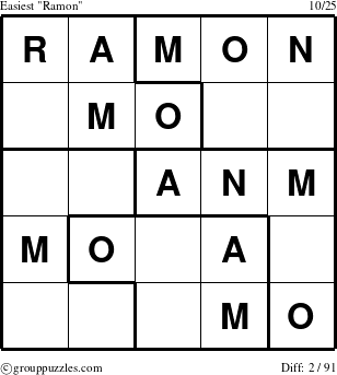The grouppuzzles.com Easiest Ramon puzzle for 