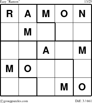The grouppuzzles.com Easy Ramon puzzle for 
