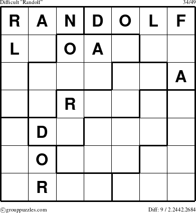 The grouppuzzles.com Difficult Randolf puzzle for 