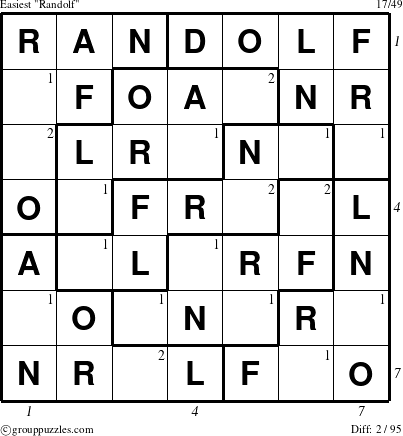 The grouppuzzles.com Easiest Randolf puzzle for  with all 2 steps marked