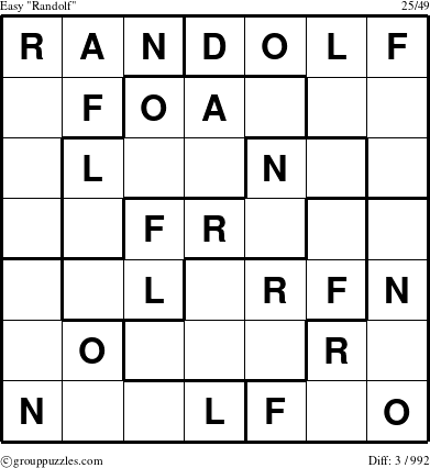 The grouppuzzles.com Easy Randolf puzzle for 