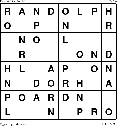 The grouppuzzles.com Easiest Randolph puzzle for 