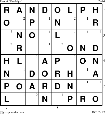 The grouppuzzles.com Easiest Randolph puzzle for  with all 2 steps marked