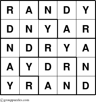 The grouppuzzles.com Answer grid for the Randy puzzle for 