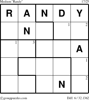 The grouppuzzles.com Medium Randy puzzle for  with the first 3 steps marked