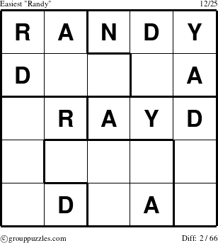 The grouppuzzles.com Easiest Randy puzzle for 